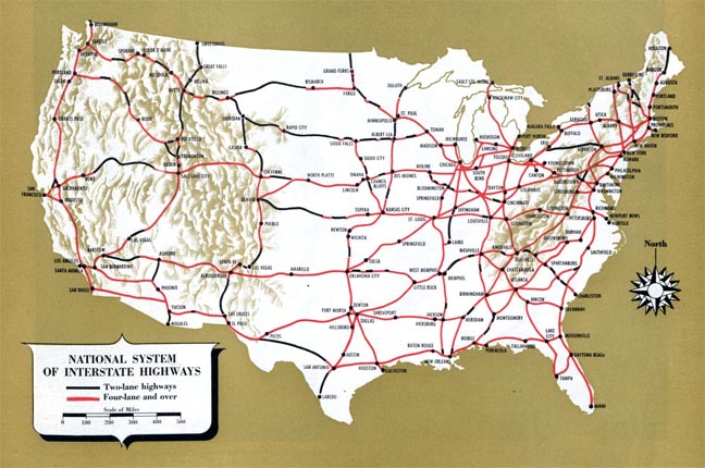 1950's Interstate Map