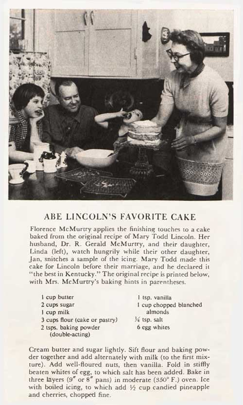 The original recipe for Lincoln's cake.
