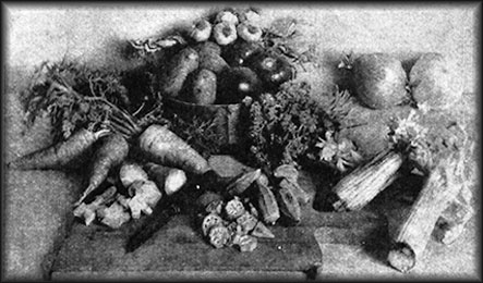 Old photo of vegetables on a table