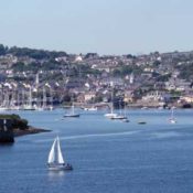 Sailboats in a harbor in the small fishing village of Kinsale, Ireland.