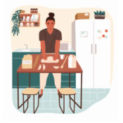 Person making bread in kitchen