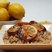 roasted lemons with brown rice pilaf
