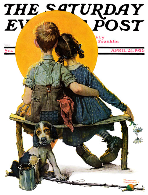 Little Spooners by Norman Rockwell