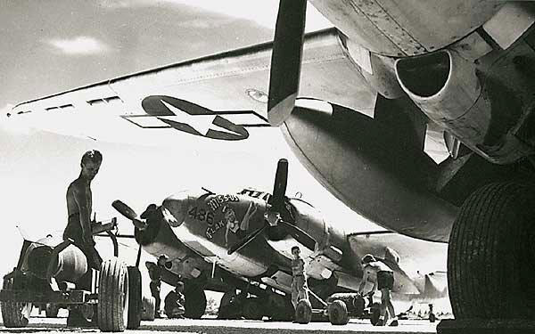 Loading bombs on PV-1s at Tarawa.