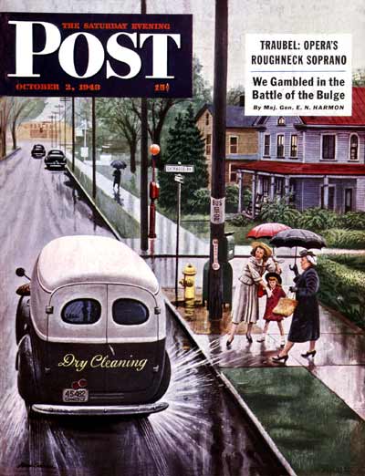 muddied Muddied by Dry Cleaning Truck by Stevan Dohanos from October 2, 1948