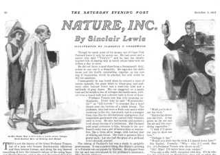 Sinclair Lewis’ “Nature, Inc.” illustrated by Clarence F. Underwood, appeared in The Saturday Evening Post, October 10, 1915