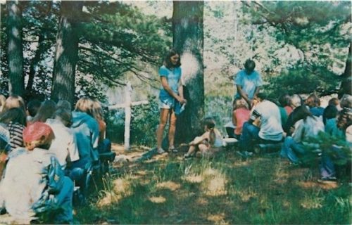 Praying at camp