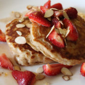 Whole-Wheat Buttermilk Pancakes with Strawberry-Maple Syrup