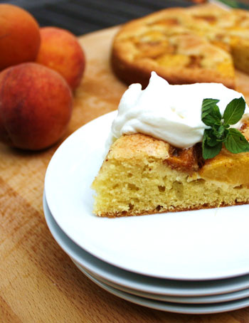 Peach Johhnycake with Wild Hive Farm corn flour and Hudson Valley fresh sour cream Photo by Cheryl Paff