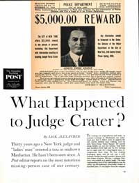 What Happened to Judge Crater?<br />by Jack Alexander<br />August 10, 1960  © 1960 SEPS. All Rights Reserved.