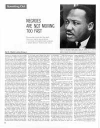 "Negroes Are NOT Moving Too Fast"<br />Dr. Martin Luther King<br />Nov. 7, 1964