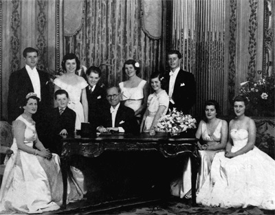 This rare 1939 photograph shows all the Kennedys at once: (Seated) Rose Kennedy, Joe himself (then U.S. Ambassador to Great Britian), Patricia, Kathleen. (Standing) Joseph, Jr., Edward, Eunice, Robert, Rosemary, Jean and John.