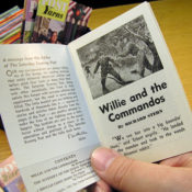 A Post Yarn book is opened to the story "Willie and the Commandos"