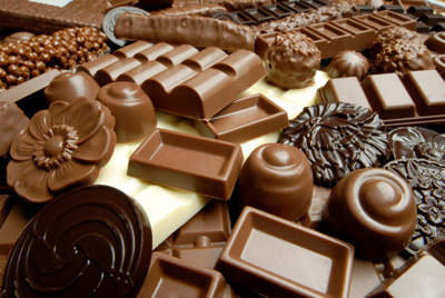 Various types of chocolate in a pile.