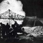 Artillery fire during the Okinawa campaign.