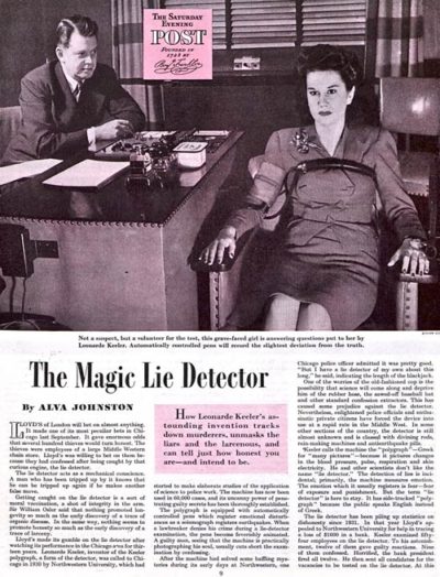The first page in the article "The Magic Lie Detector"
