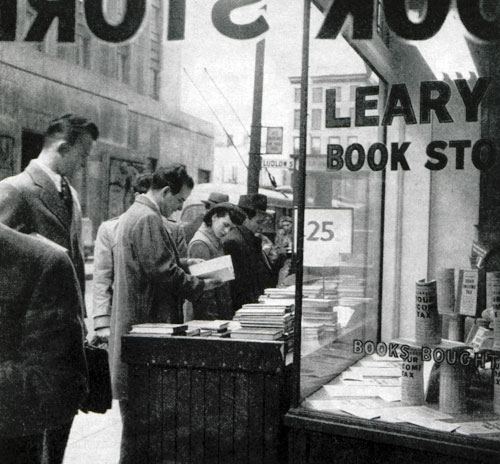 Shoppers outside of a Leary's Bookstore