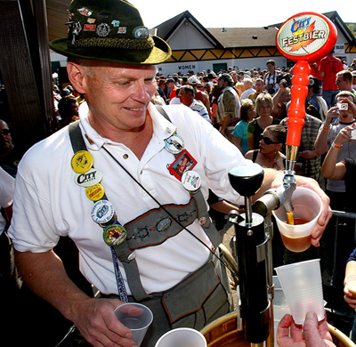 The beer flows at the La Crosse Oktoberfest.