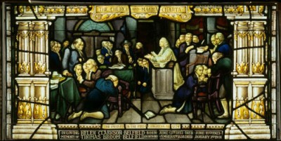 photo_liberty_window Christ Church in Philadelphia contains the <em>Liberty Window</em>, which depicts the opening prayer in the first Continental Congress.<br />Courtesy of Christ Church Philadelphia, Photo by Will Brown