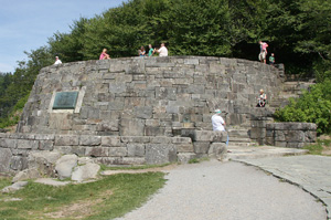 The Rockefeller Memorial marks the site where President Franklin D. Roosevelt dedicated the park in September 2, 1940