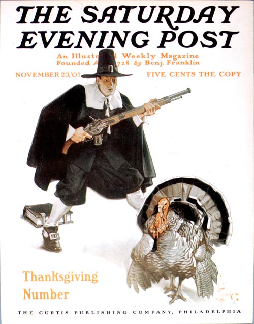 Pilgrim Stalking Tom Turkey by J.C. Leyendecker