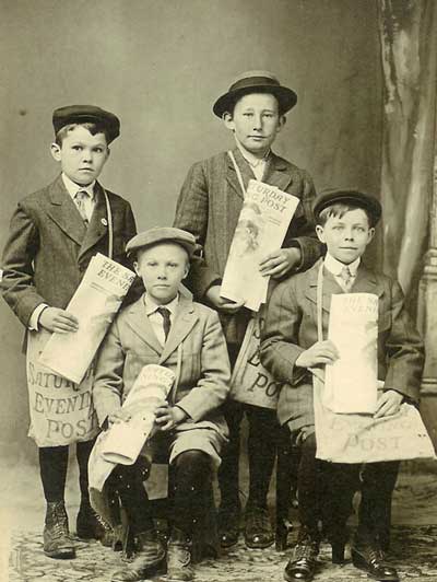 Post Boys pose for a photo in 1910