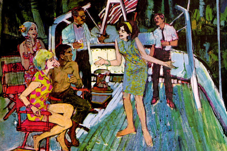 Young people chatting on a boat