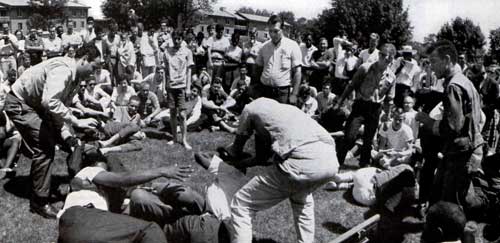 “In Oxford, Ohio, volunteers were taught how to protect themselves from beatings.” <br /> Photo credit Lynn Pelham. © SEPS 1964