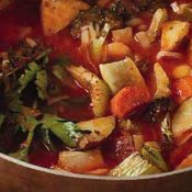 Chunky Roasted Vegetable Soup in pot