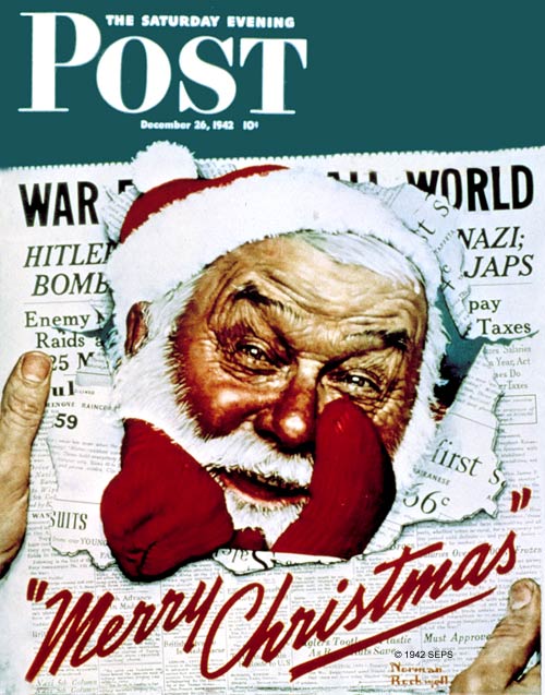 Santa's in the News by Norman Rockwell Santa's in the News by Norman Rockwell