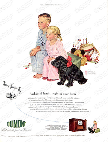 Tv ad from Rockwell in December 9, 1950 issue of Saturday Evening Post.