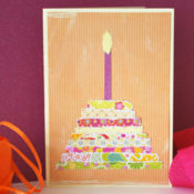 birthday card with paper cake on front