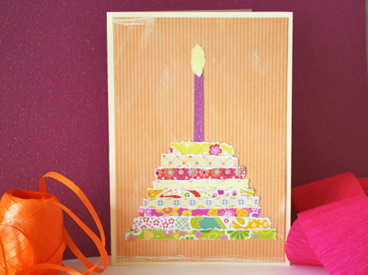 birthday card with paper cake on front