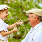 Happy grandson and grandfather