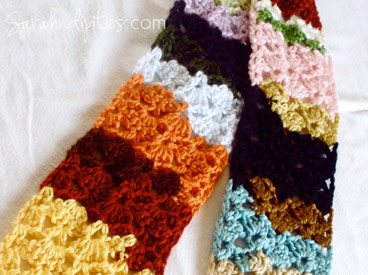 multi-colored crochet scarf