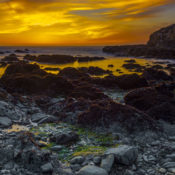Sunset at Moonstone Beach in Cambria, California