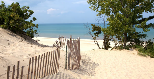Indiana sand dunes on Lake Michigan's shoreline