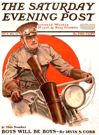 "Soldier on Motorbike"by Lawrence Toney from October 20, 1917
