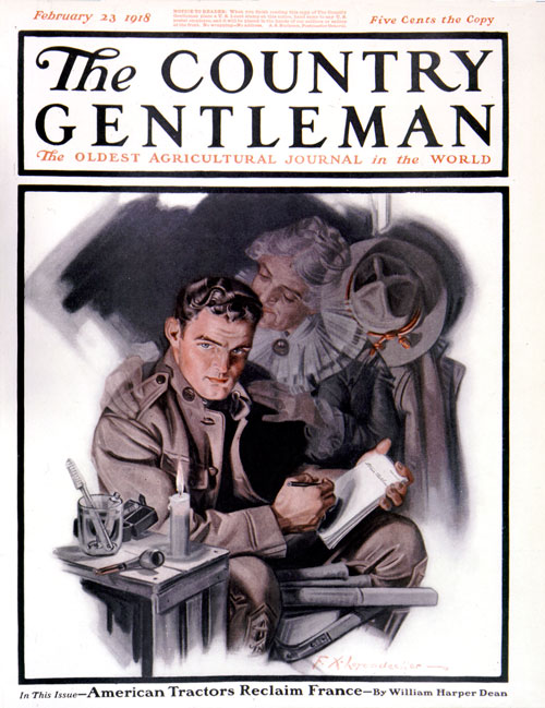 Soldier Writes Mother a Letter by Frank X. Leyendecker