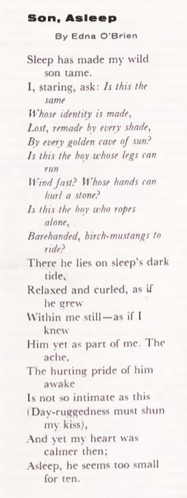 "Son, Asleep" by Edna O'Brien