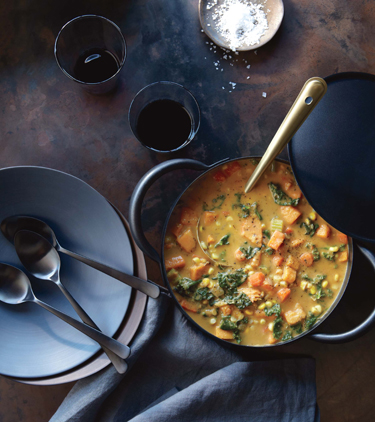 Terry Walters' Sweet Potato, Corn, and Kale Chowder