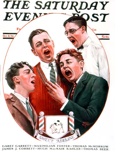 1930s Frat Guys Alan Foster Art Saturday Evening Post Cover University of P College Students 1931 Phone Call To a Sweetheart