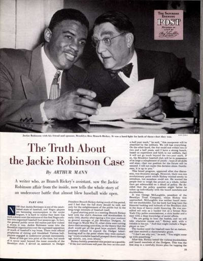 The first page of the May 13, 1950 article "The Truth About the Jackie Robinson Case" by Arthur Mann.