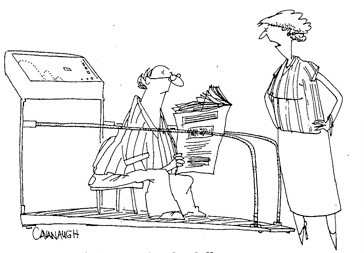 treadmill "That's not what Dr. Jefferies meant by'30 minutes on the treadmill’!” Jan/Feb 1996