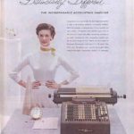 Burroughs Sensimatic accounting machine ad in The Saturday Evening Post, 1954.