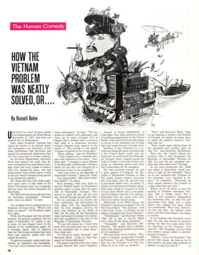 How the Vietnam Problem Was Neatly Solved, or...