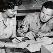Sergeant Lynman with a secretary.