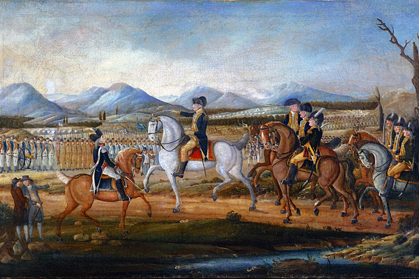 George Washington leading his troops