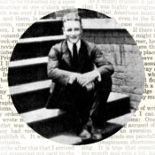 F. Scott Fitzgerald sitting on stone steps