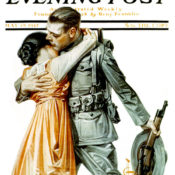 Woman Kissing Soldier Goodbye by JC Leyenedecker